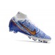 Scarpe Nike Zoom Mercurial Superfly 9 Elite AG Bianco Blu Oro