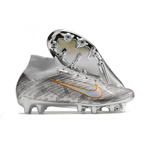 Scarpe Nike Zoom Mercurial Superfly 9 Elite AG Argento Oro