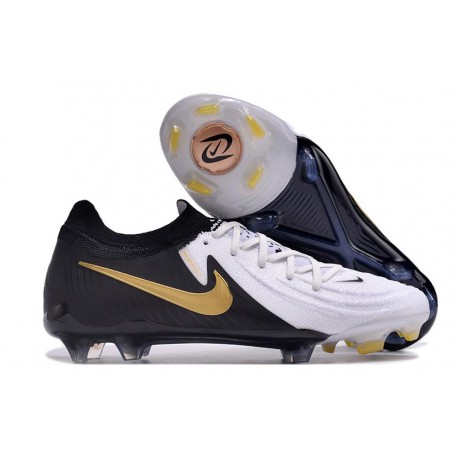 Scarpe Nike Phantom GX II Elite FG Bianco Nero Oro Metallizzato