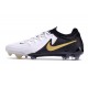 Scarpe Nike Phantom GX II Elite FG Bianco Nero Oro Metallizzato