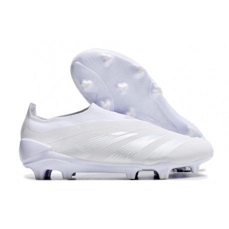 Scarpe da Calcio adidas Predator Elite Laceless FG Bianco Argento Met