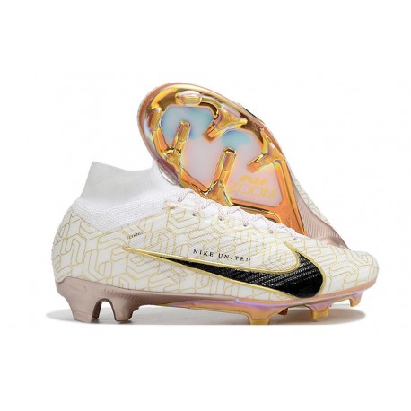 Nike Zoom Mercurial Superfly IX Elite FG Bianco Oro Nero