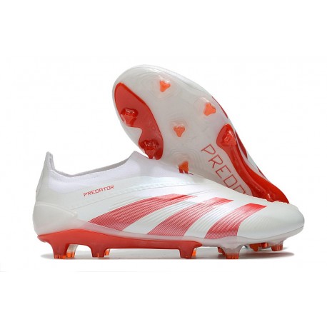 Scarpe da Calcio adidas Predator Elite Laceless FG Bianco Rosso