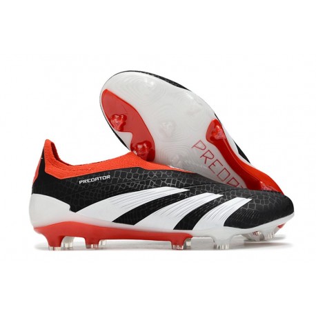 Scarpe da Calcio adidas Predator Elite Laceless FG Nero Core Bianco Rosso Solare