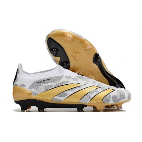 Scarpe da Calcio adidas Predator Elite Laceless FG Oro Bianco Grigio