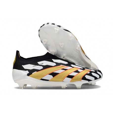 Scarpe da Calcio adidas Predator Elite Laceless FG Nero Bianco Oro