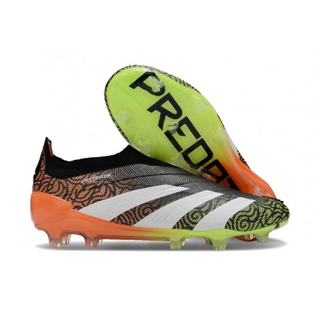 Scarpe da Calcio adidas Predator Elite Laceless FG Arancione Nero Bianco Verde