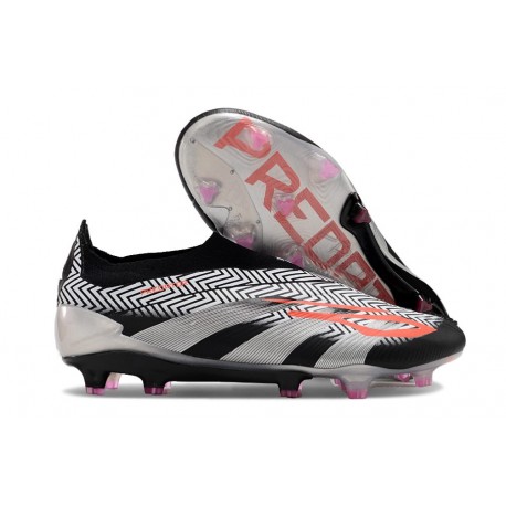 Scarpe da Calcio adidas Predator Elite Laceless FG Nero Argento Rosso