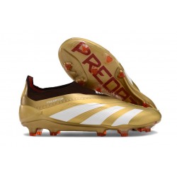 Scarpe da Calcio adidas Predator Elite Laceless FG Oro Bianco Rosso