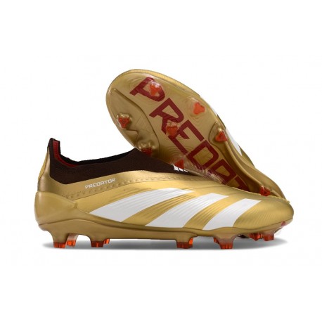 Scarpe da Calcio adidas Predator Elite Laceless FG Oro Bianco Rosso