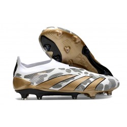Scarpe da Calcio adidas Predator Elite Laceless FG Oro Metallizzato Bianco Grigio