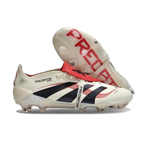 Adidas Predator 25 Elite Foldover Tongue FG Bianco Off Nero Core Rubino Puro