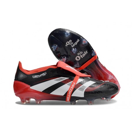 Adidas Predator 25 Elite Foldover Tongue FG Nero Bianco Rosso Vivido