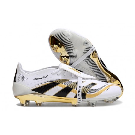Adidas Predator 25 Elite Foldover Tongue FG Ftwr Bianco Nero Oro Met