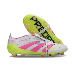 Adidas Predator 25 Elite Foldover Tongue FG Bianco Rosa Lucido Limone Lucido