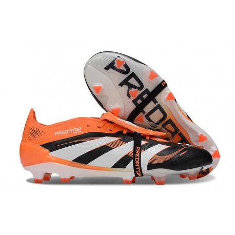 Adidas Predator 25 Elite Foldover Tongue FG Nero Bianco Arancio